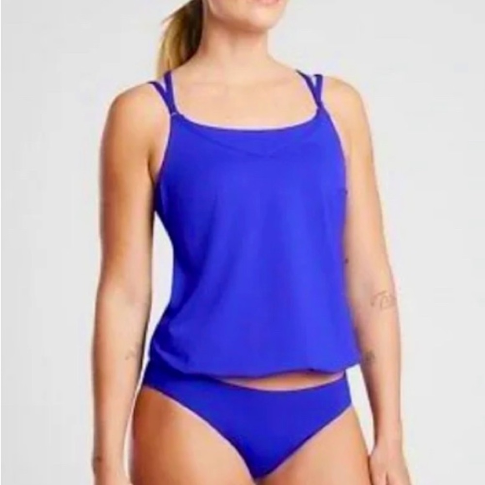 Athleta Seascapes blousy tankini in purple